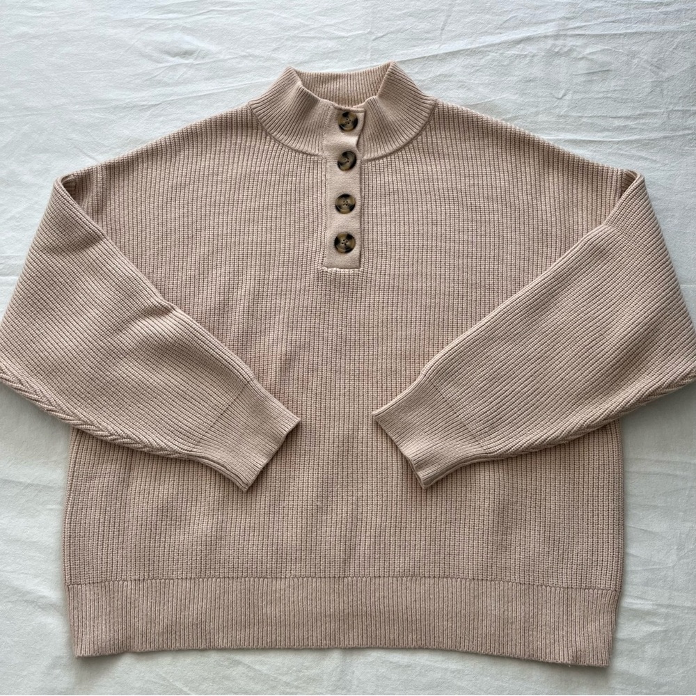 Mango Ribbed Knit Sweater with Button detail